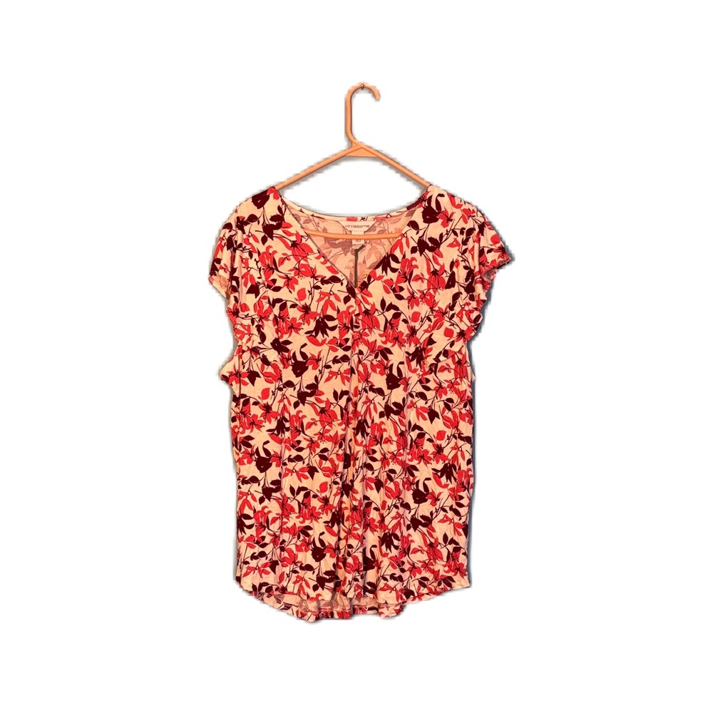 Liz Claiborne Pink and Cream Floral Blouse Size 0X